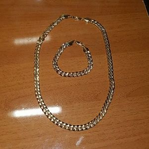 Mens "Titus" Two-Tone Necklace and Bracelet Set